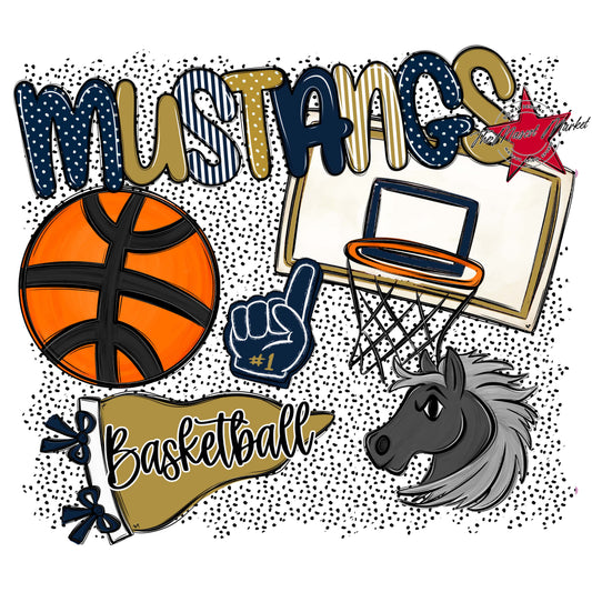 Mustangs Basketball Spirit-Navy & Gold