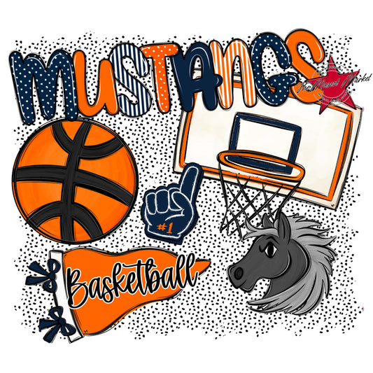 Mustangs Basketball Spirit-Navy & Orange