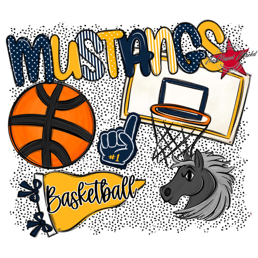 Mustangs Basketball Spirit-Navy & Yellow