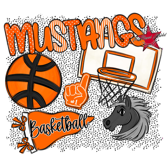 Mustangs Basketball Spirit-Orange