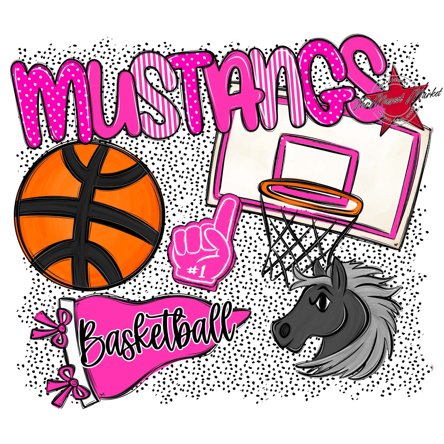 Mustangs Basketball Spirit-Pink