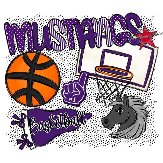Mustangs Basketball Spirit-Purple
