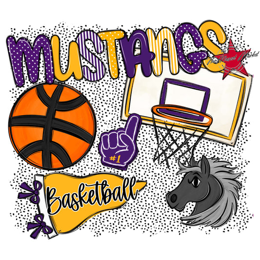 Mustangs Basketball Spirit-Purple & Yellow