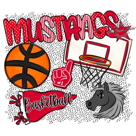 Mustangs Basketball Spirit-Red