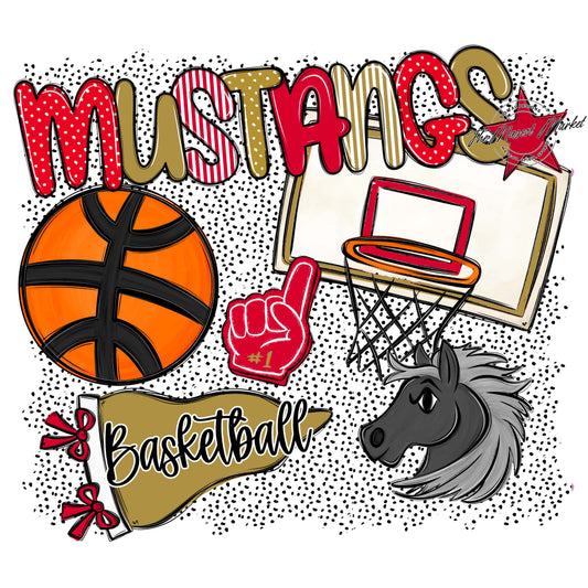 Mustangs Basketball Spirit-Red & Gold