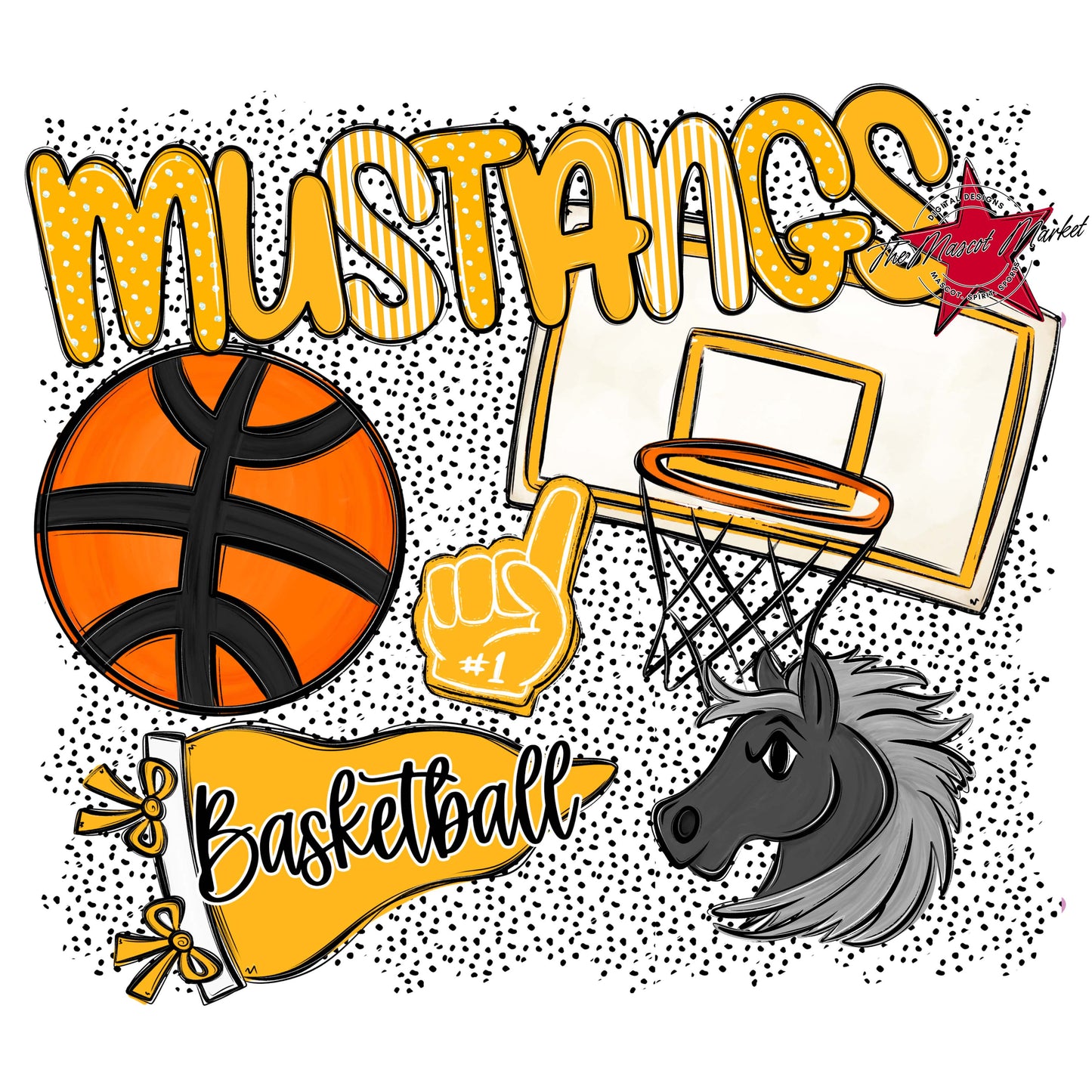 Mustangs Basketball Spirit-Yellow