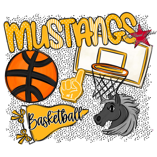 Mustangs Basketball Spirit-Yellow