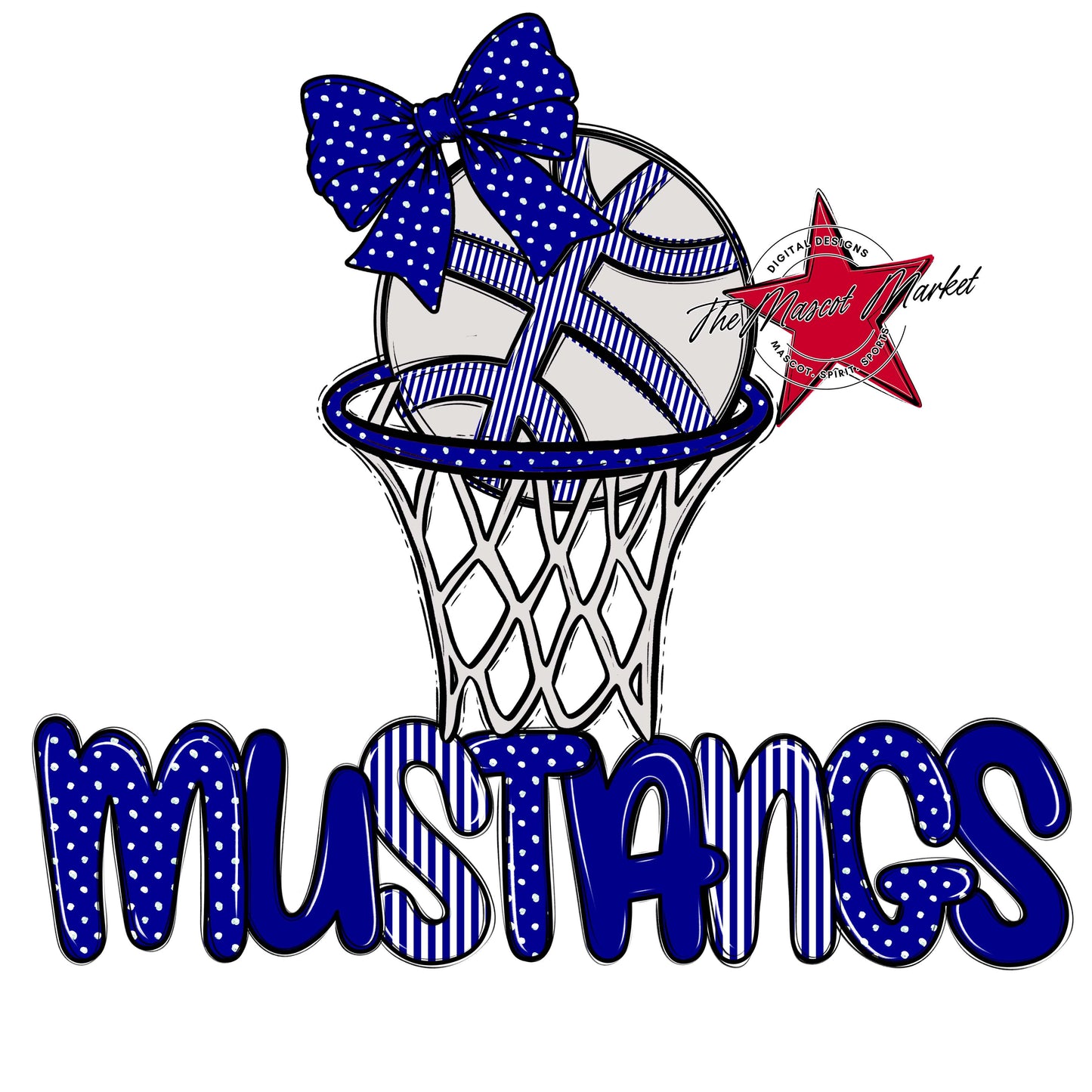 Mustangs Basketball Spirit Design-Blue