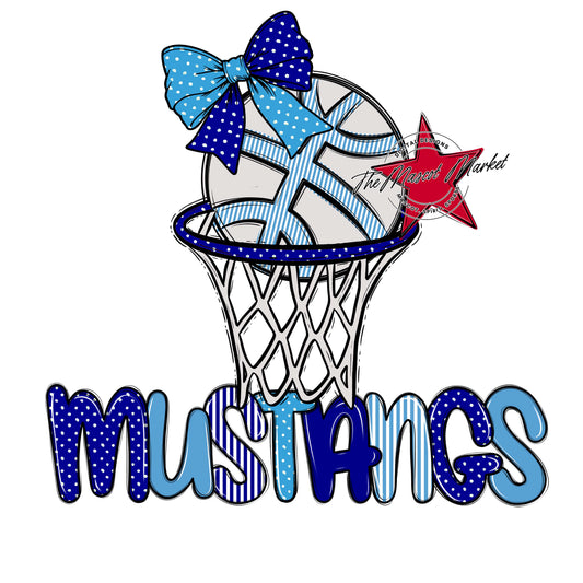 Mustangs Basketball Spirit Design-Blue & Carolina Blue
