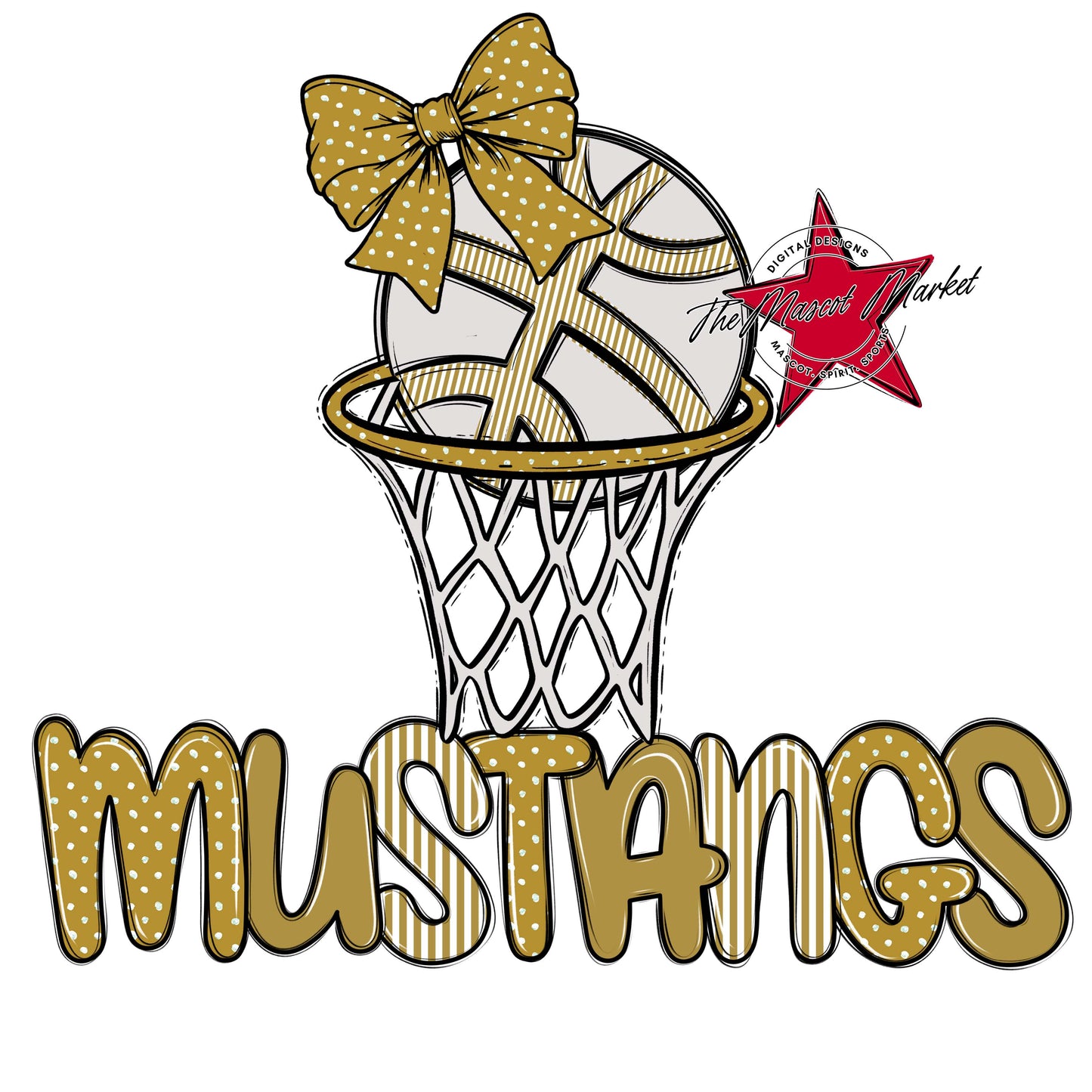 Mustangs Basketball Spirit Design-Gold