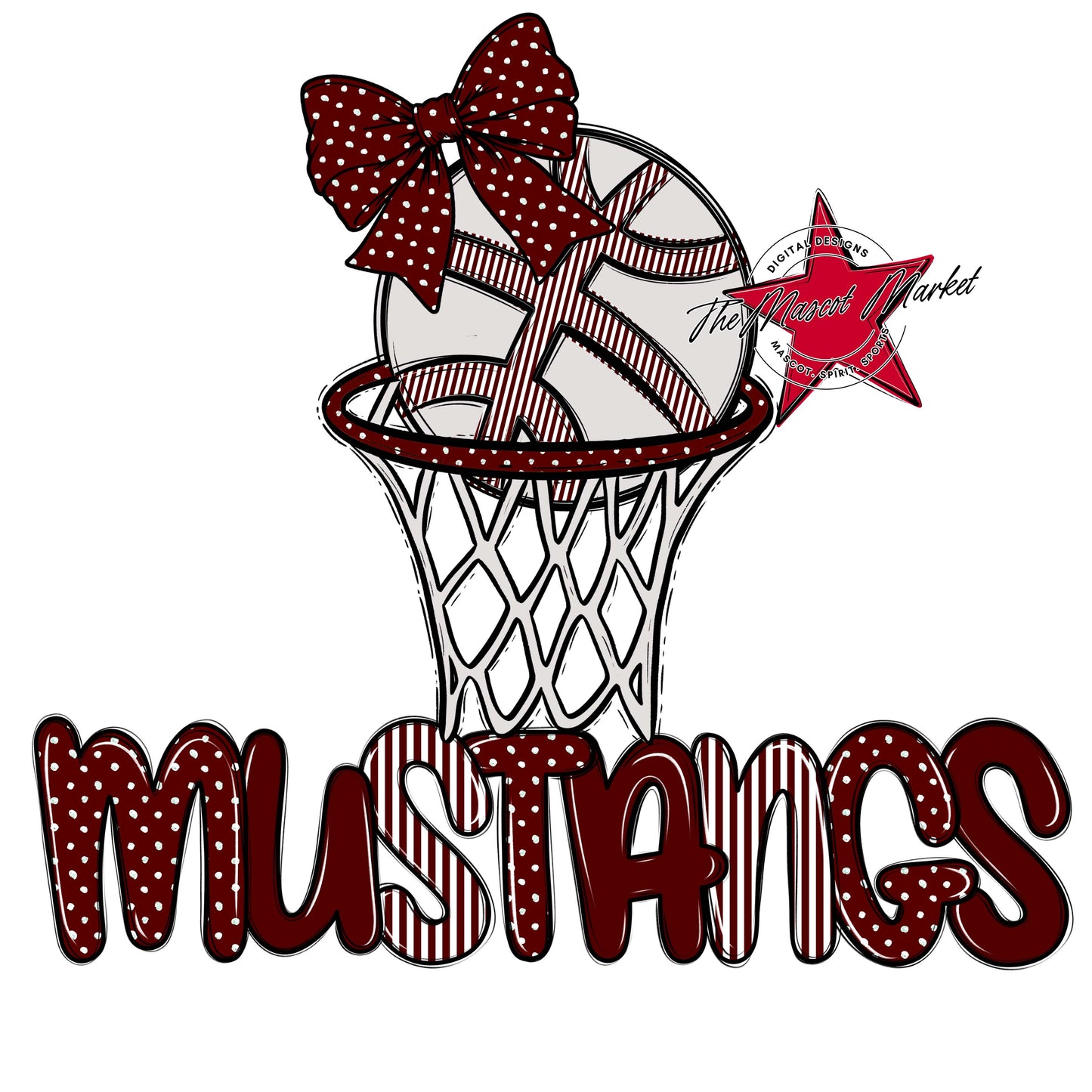 Mustangs Basketball Spirit Design-Maroon