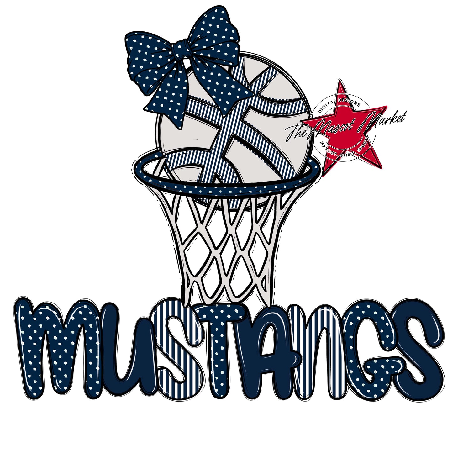 Mustangs Basketball Spirit Design-Navy