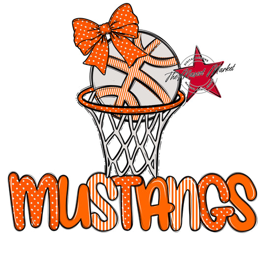 Mustangs Basketball Spirit Design-Orange