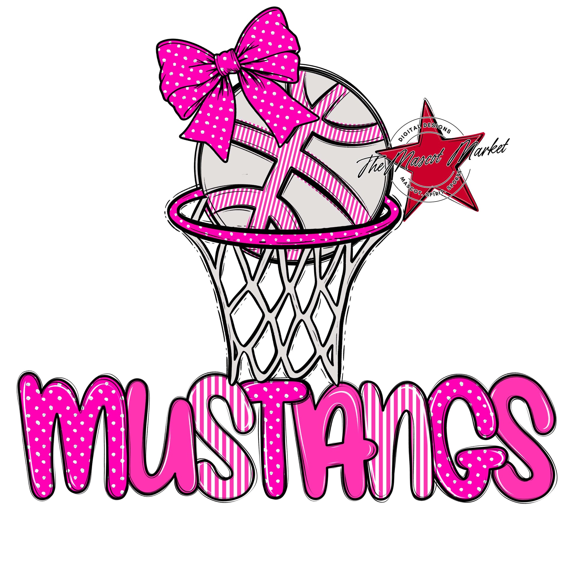 Mustangs Basketball Spirit Design-Pink