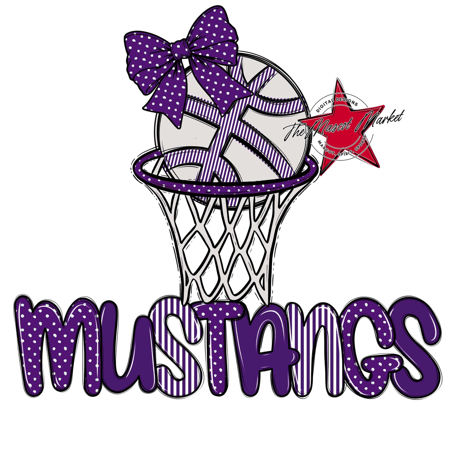 Mustangs Basketball Spirit Design-Purple