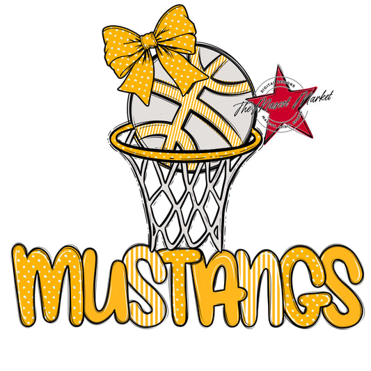 Mustangs Basketball Spirit Design-Yellow