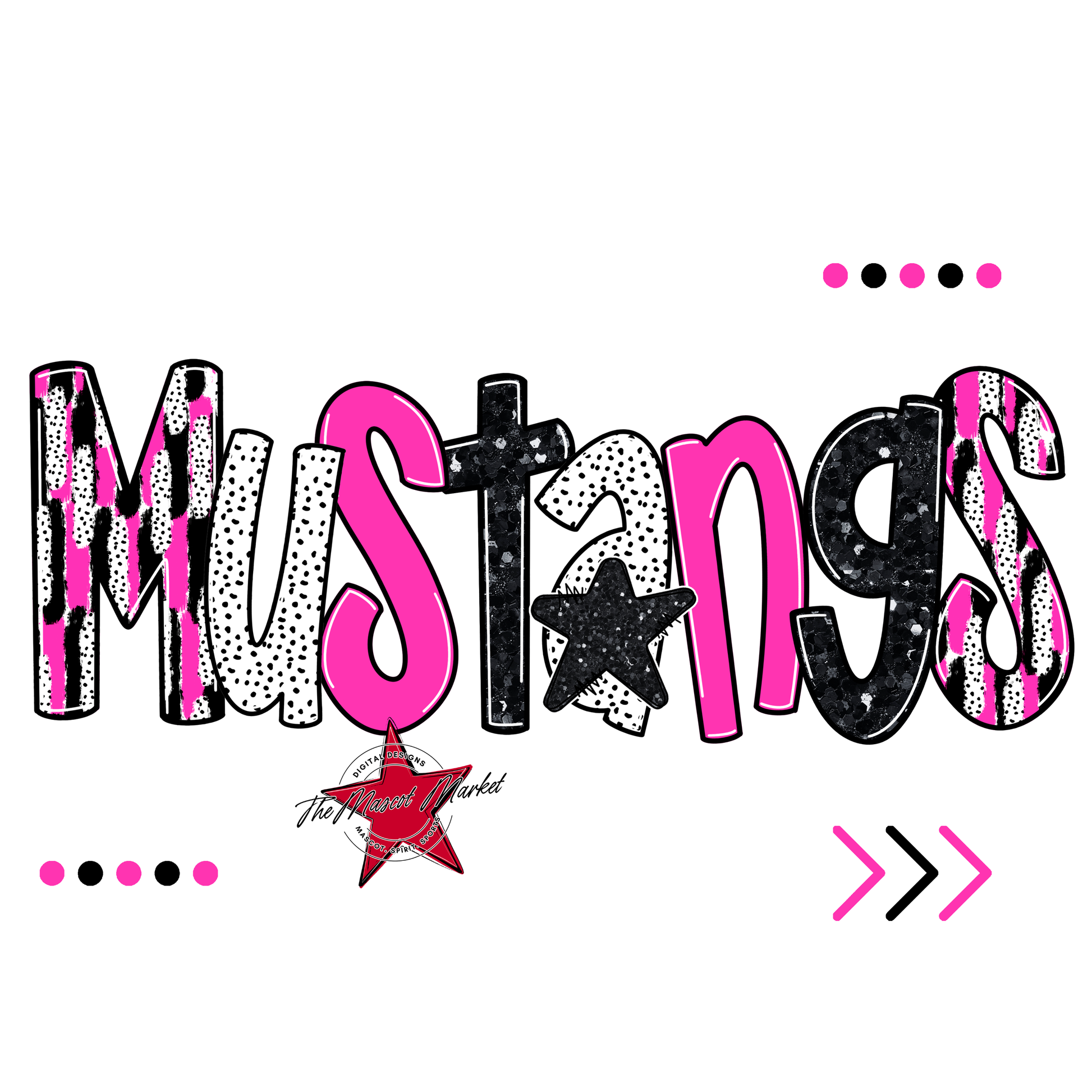 Mustangs Brushstroke Alpha w Arrows-Pink