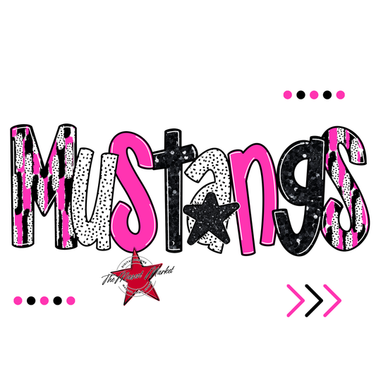 Mustangs Brushstroke Alpha w Arrows-Pink