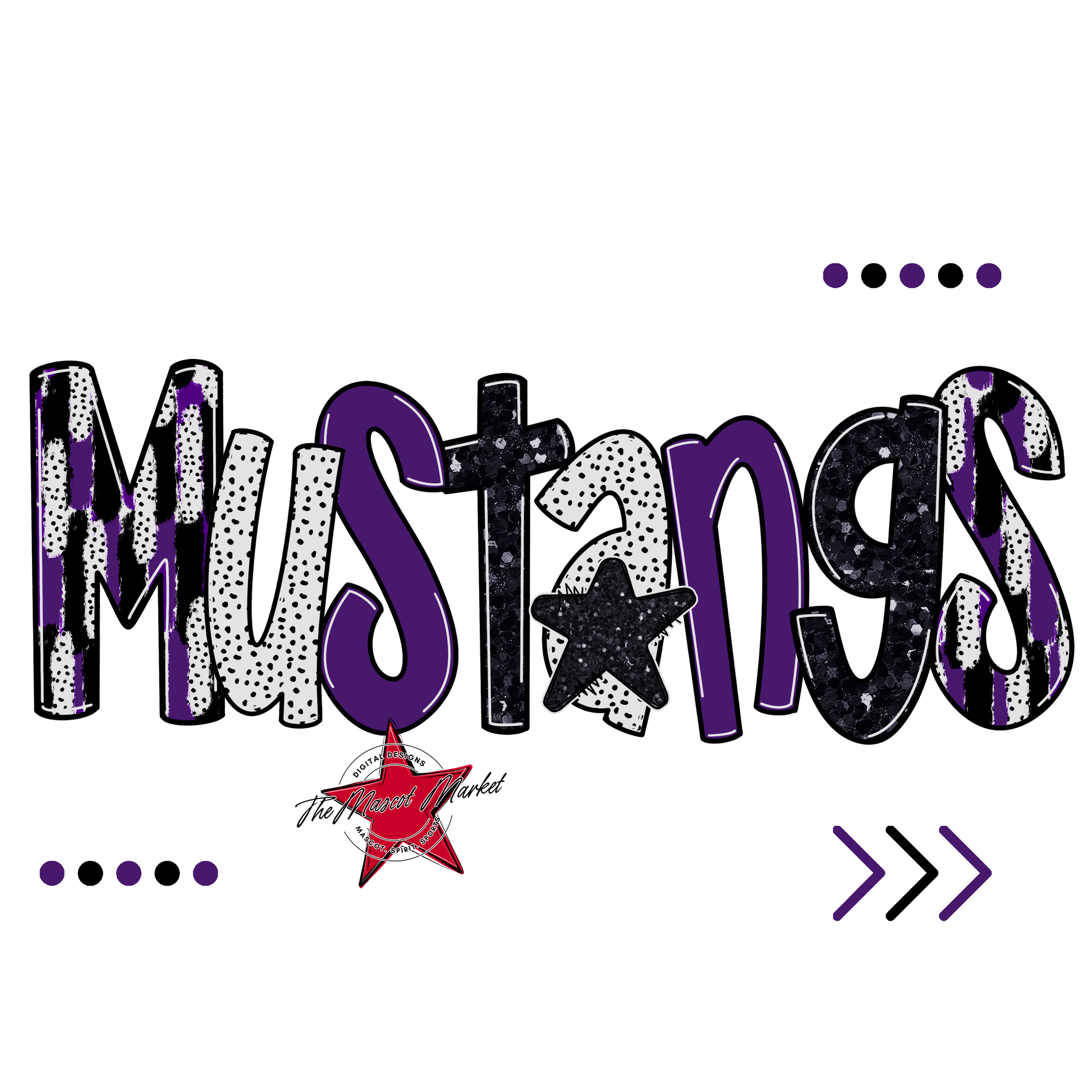 Mustangs Brushstroke Alpha w Arrows-Purple