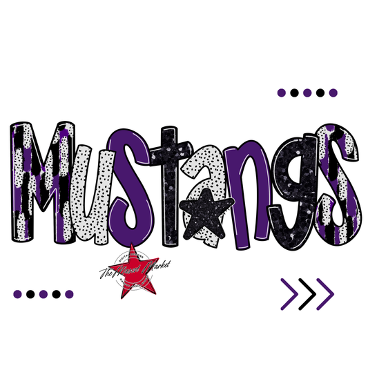 Mustangs Brushstroke Alpha w Arrows-Purple