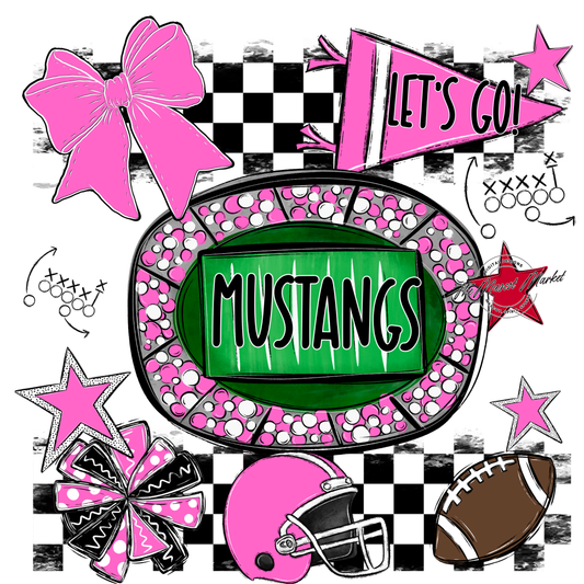 Mustangs Checkers Spirit Design-Baby Pink