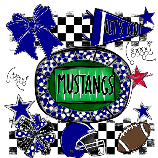 Mustangs Checkers Spirit Design-Blue