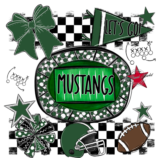Mustangs Checkers Spirit Design-Green