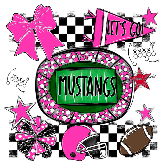 Mustangs Checkers Spirit Design-Pink