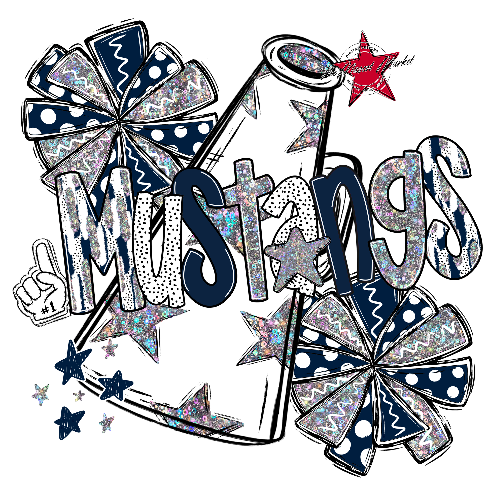 Mustangs Cheer Megaphone Scrape-Navy