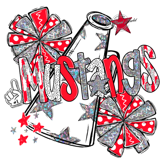 Mustangs Cheer Megaphone Scrape-Red