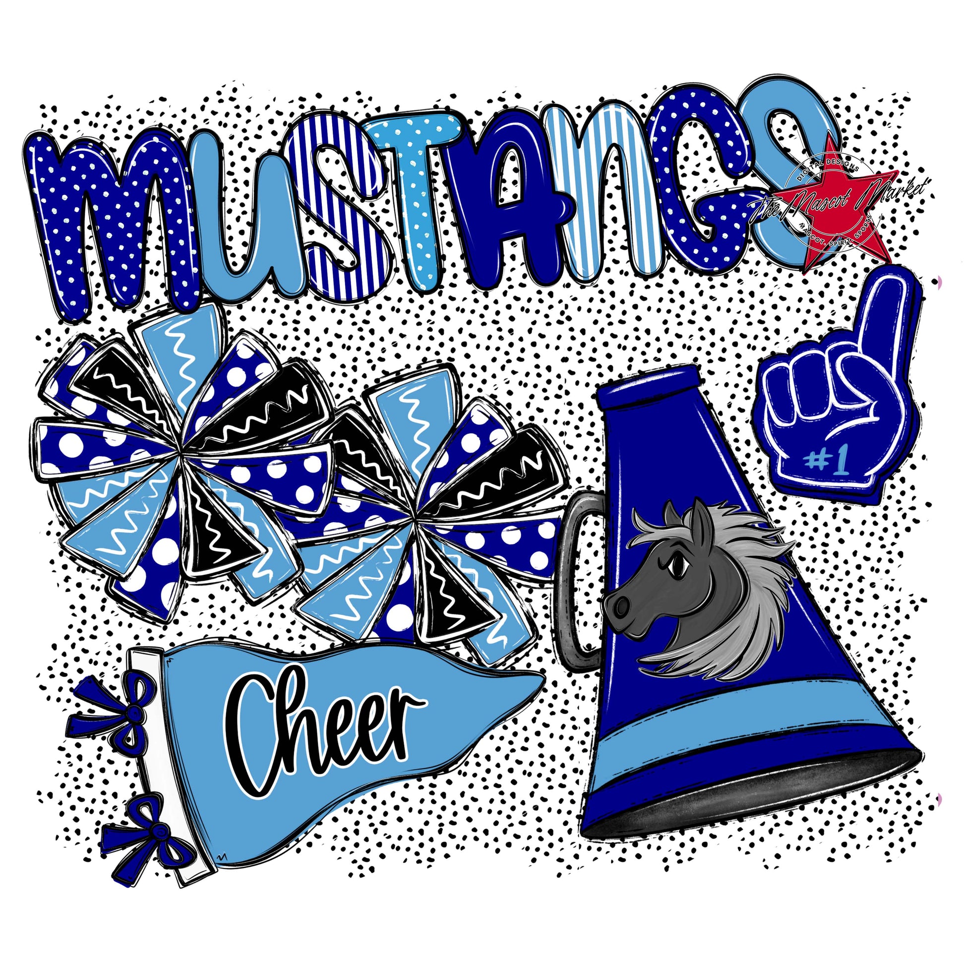 Mustangs Cheer Spirit-Blue & Carolina Blue