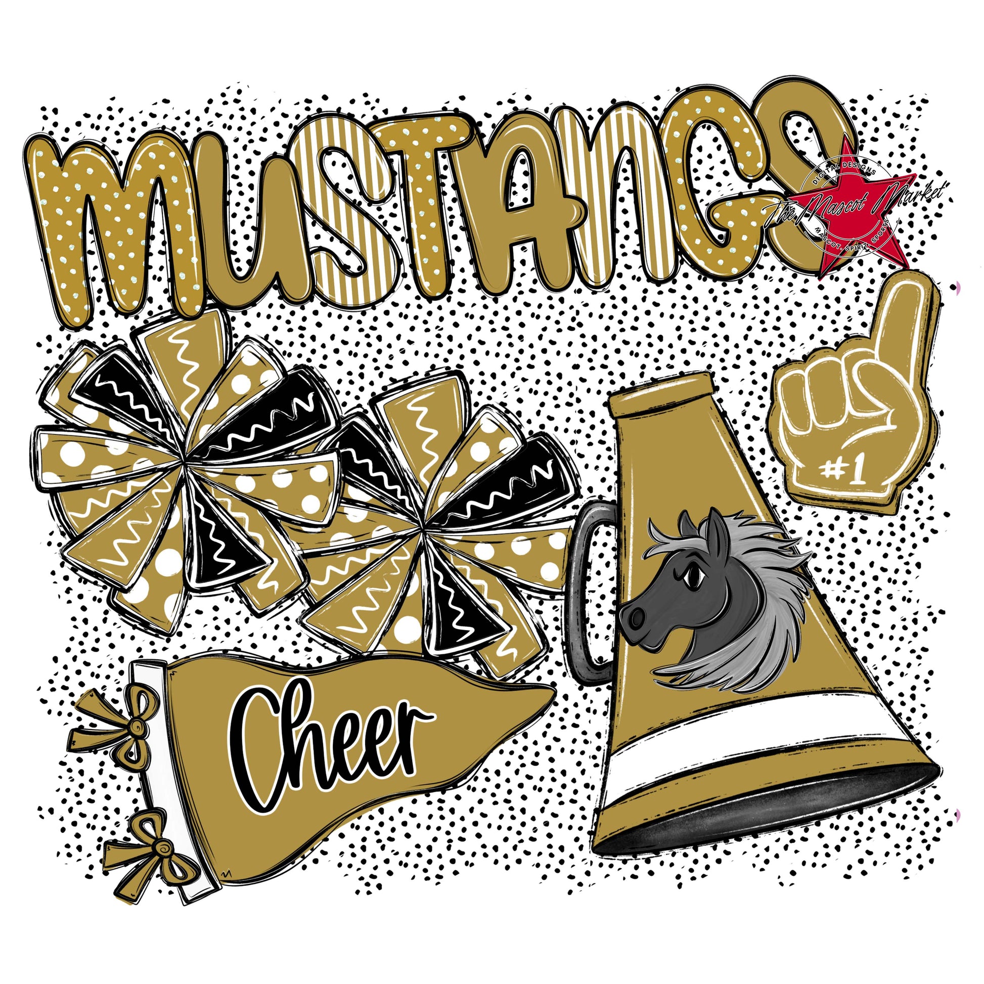 Mustangs Cheer Spirit-Gold