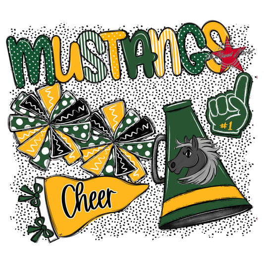 Mustangs Cheer Spirit-Green & Yellow