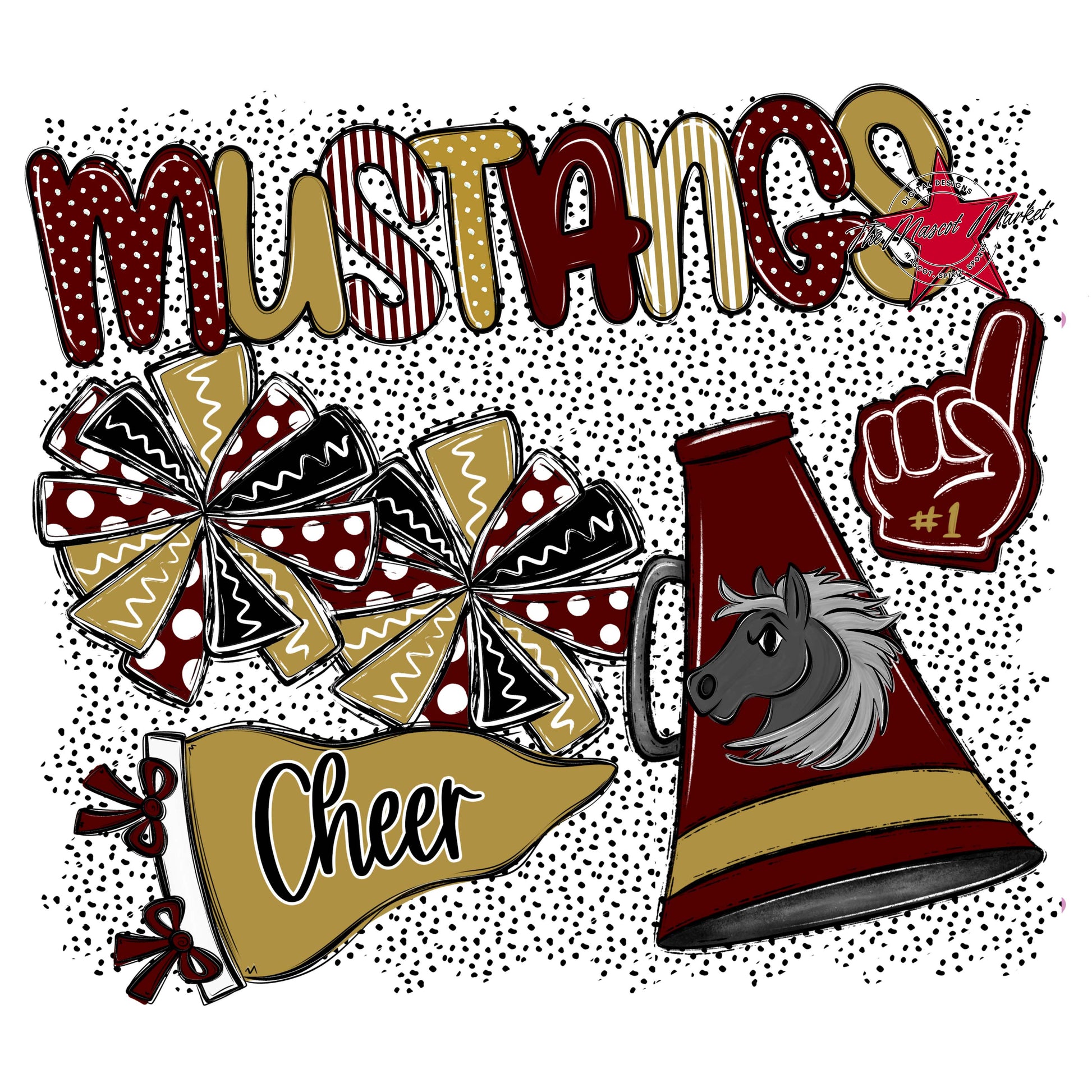 Mustangs Cheer Spirit-Maroon & Gold