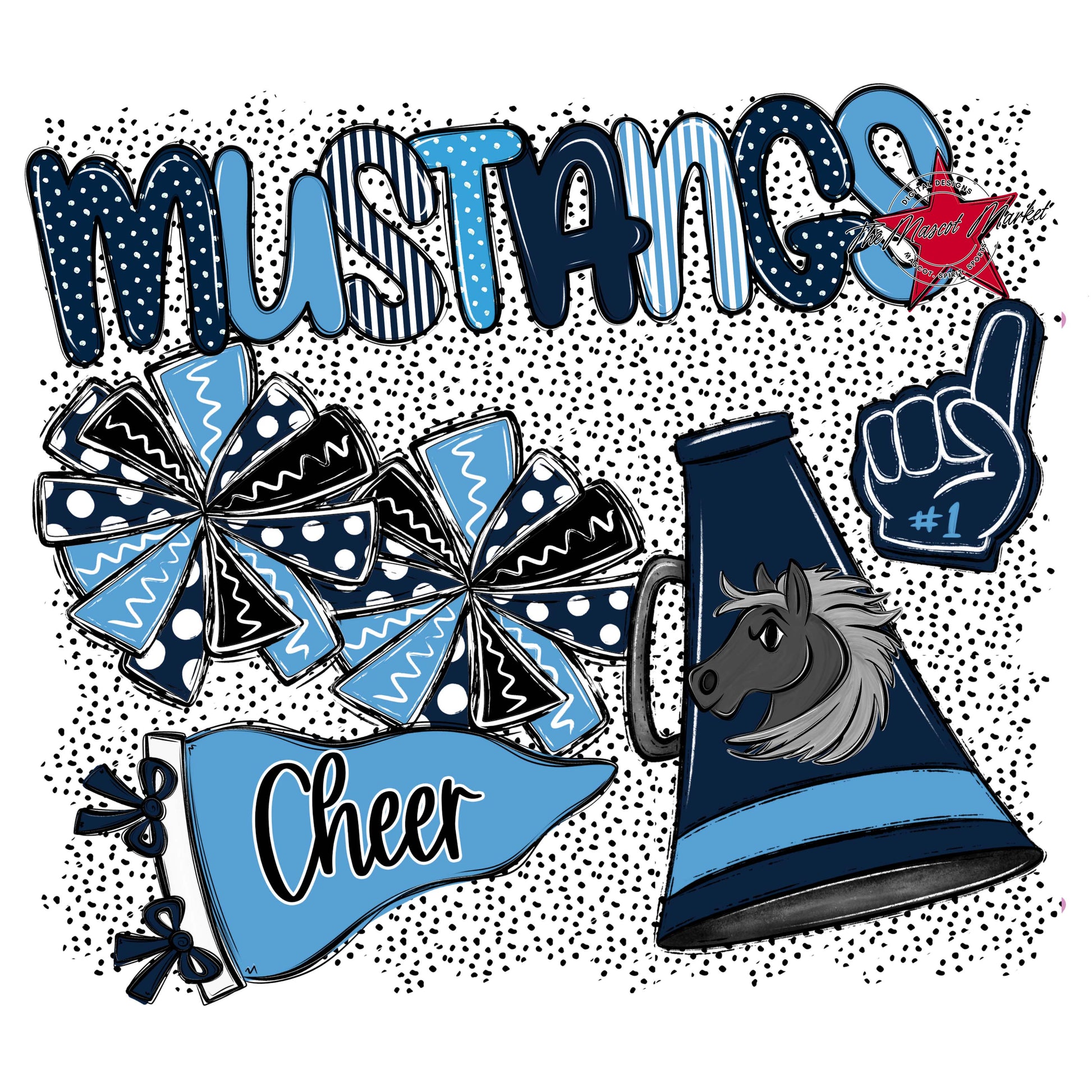 Mustangs Cheer Spirit-Navy & Carolina Blue