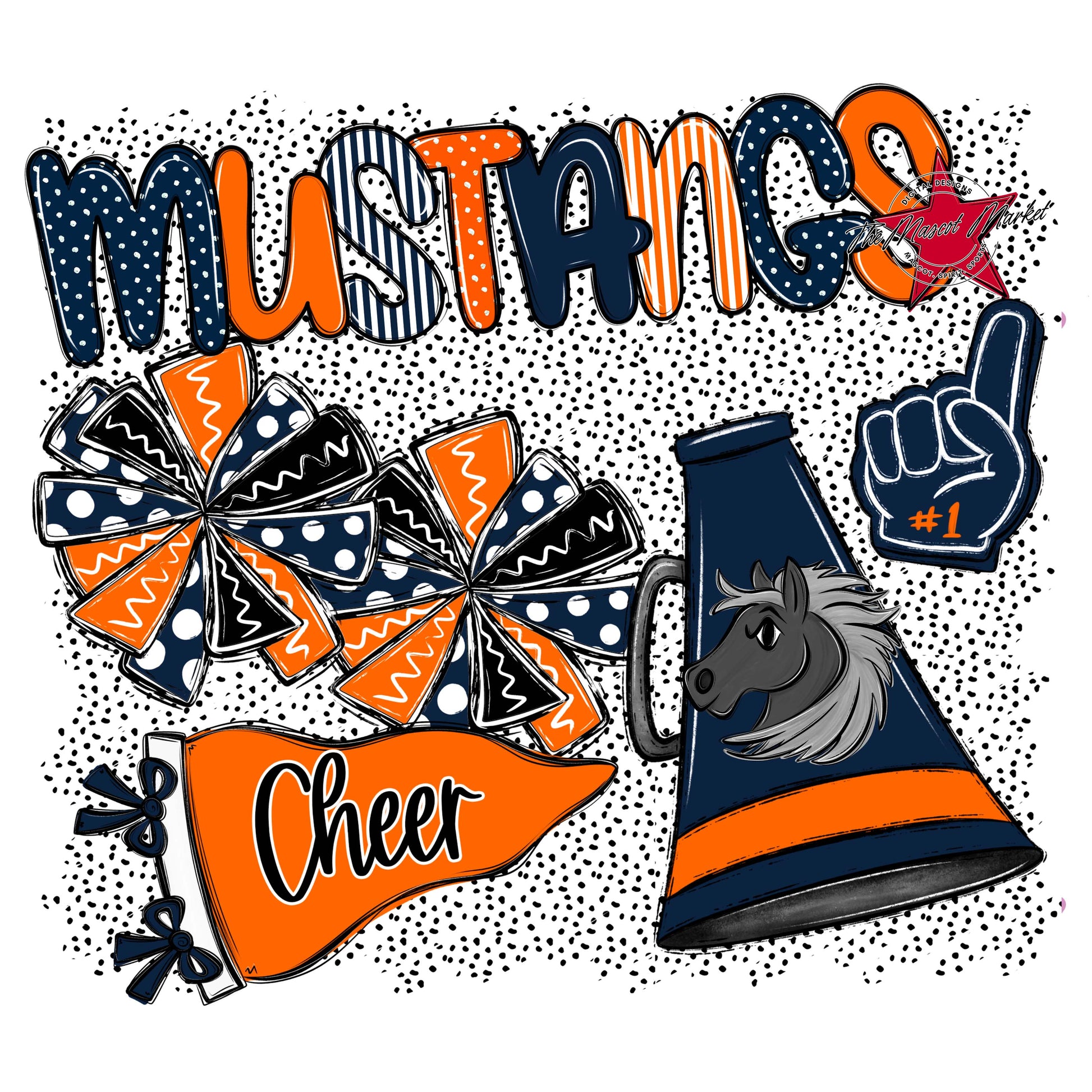 Mustangs Cheer Spirit-Navy & Orange