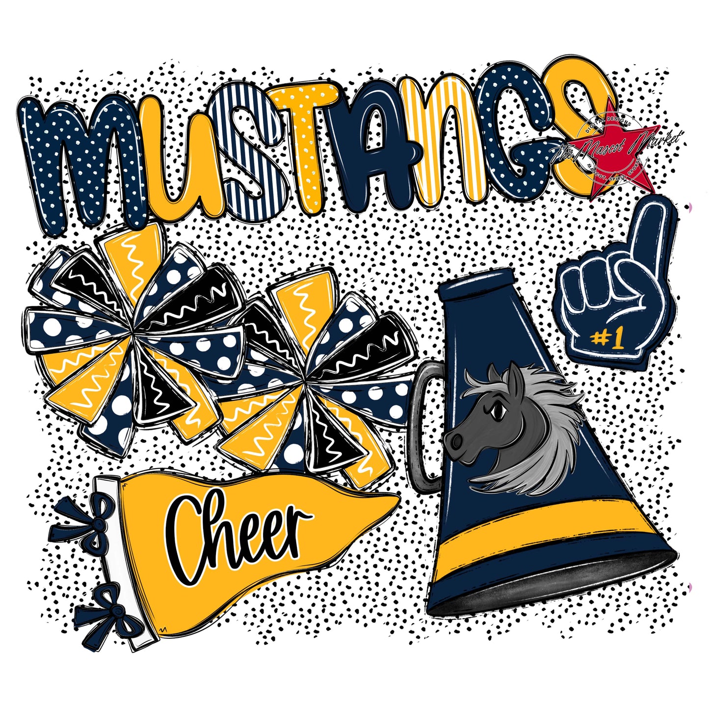 Mustangs Cheer Spirit-Navy & Yellow