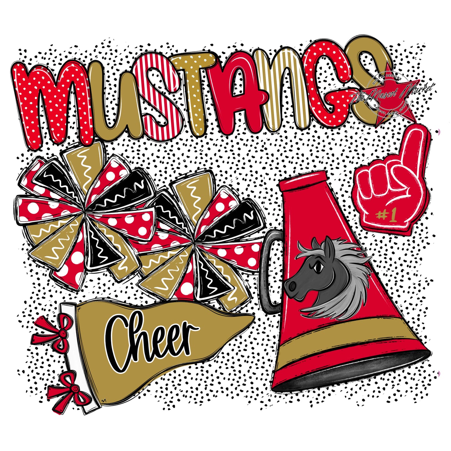 Mustangs Cheer Spirit-Red & Gold