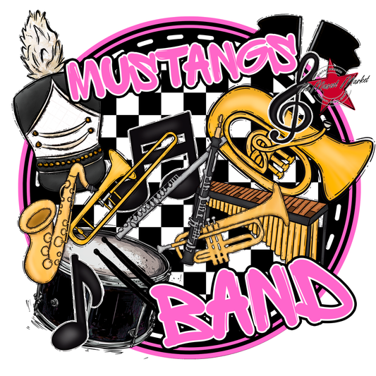 Mustangs Circle Band Design-Baby Pink