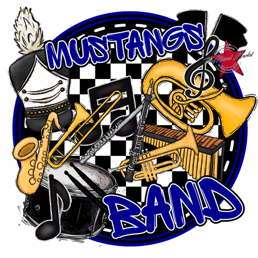 Mustangs Circle Band Design-Blue