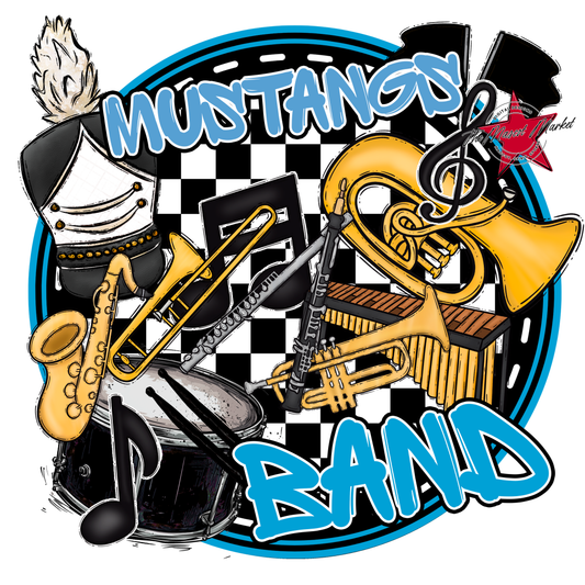 Mustangs Circle Band Design-Carolina Blue