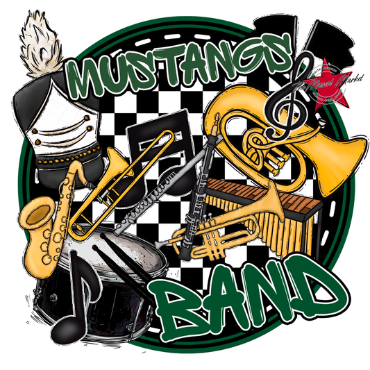 Mustangs Circle Band Design-Green