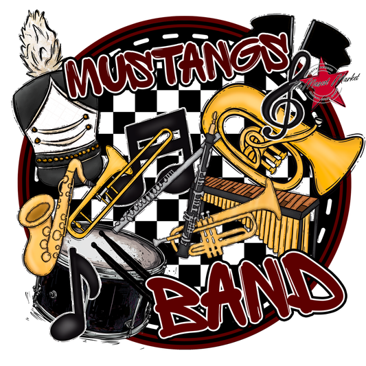 Mustangs Circle Band Design-Maroon