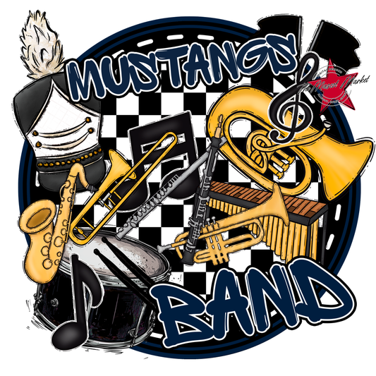 Mustangs Circle Band Design-Navy