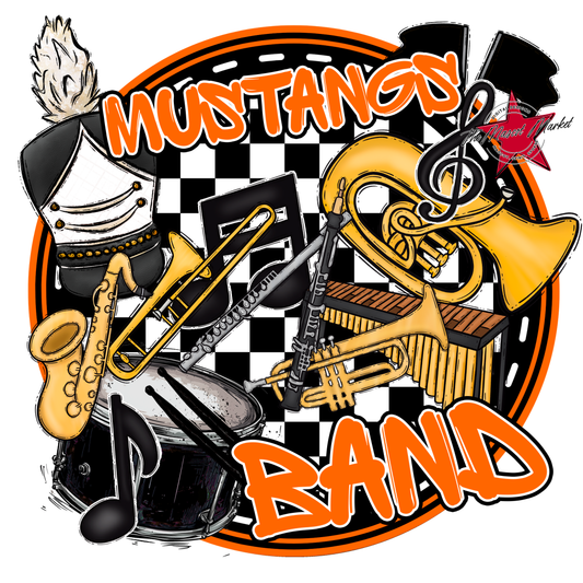 Mustangs Circle Band Design-Orange