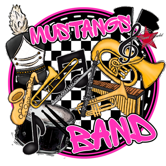 Mustangs Circle Band Design-Pink