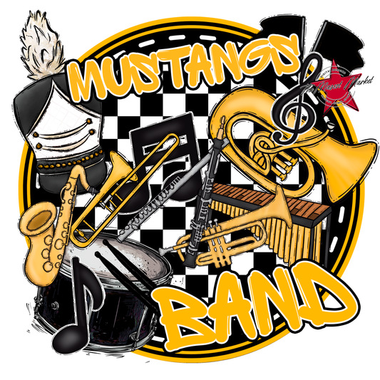 Mustangs Circle Band Design-Yellow