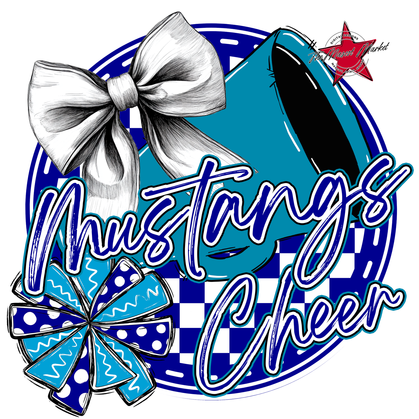 Mustangs Circle Cheer Design-Blue-Carolina Blue