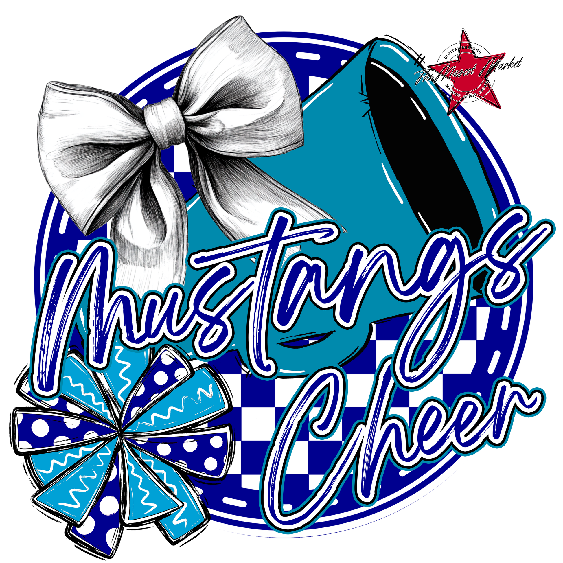 Mustangs Circle Cheer Design-Blue-Carolina Blue