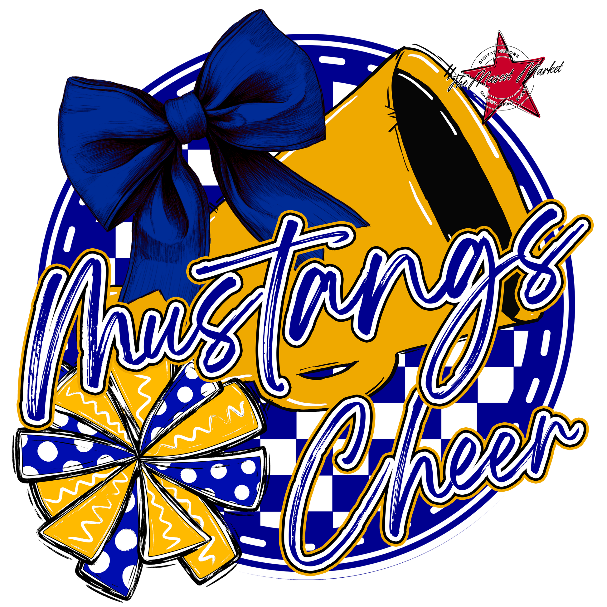 Mustangs Circle Cheer Design-Blue-Yellow